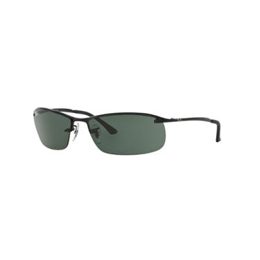 Imagem de Ray-Ban RB3183 óculos de sol retangulares de metal, preto fosco/verde, 63 mm