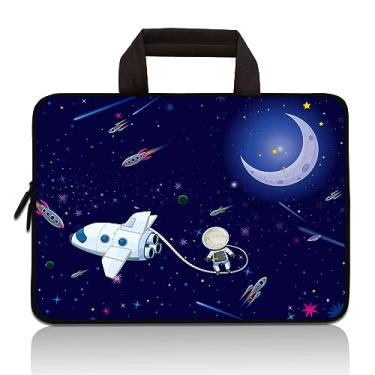 Imagem de HAPLIVES Bolsa de transporte universal para tablet infantil de 7 ~ 9 polegadas, portátil, neoprene com zíper, serve para iPad Mini 5 4 3 2 1, Galaxy Tab A 8.0 (espaço exterior)
