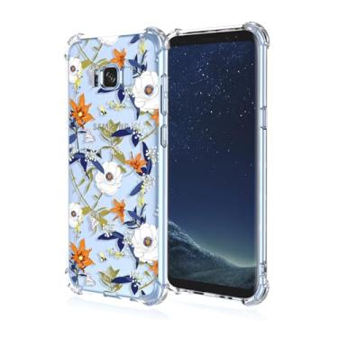 Imagem de RRXSYXL Capa para celular Samsung S8 Plus com estampa floral transparente, proteção à prova de choque, capa de TPU macio para Samsung Galaxy S8 Plus (floral colorido)