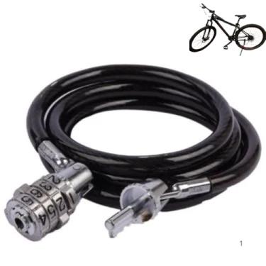 Imagem de Cadeado com Senha para Bike 100cm de Comprimento. Trava com segredo antifurto resistente e seguro.
