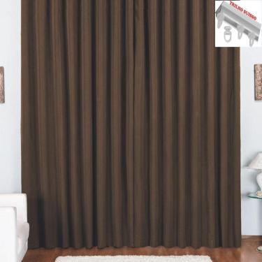 Imagem de Cortina Pryme 3 Metros Sala Quarto Em Oxford Para Trilho Suisso - Tabaco