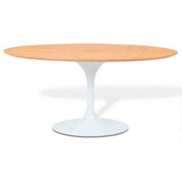 Imagem de Mesa De Jantar Tulipa Saarinen Oval 198x122 Cm Tampo Freijó Cores Branco