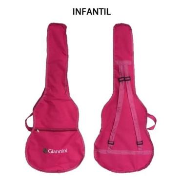 Imagem de Capa simples p/ violão infantil rosa "giannini"  com alças e bolso