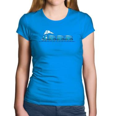 Imagem de Baby Look Algodão Trenzinho Brinquedo - Foca na Moda, Azul, G