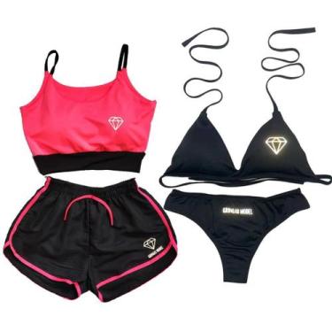 Imagem de Conjunto Duo com Bojo + Biquíni estampas refletivas - Gringas Model, R