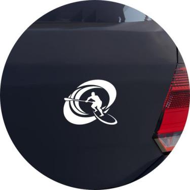 Imagem de Adesivo de Carro Stand Up Surf No Tubo - Cor Branco - Melhor Adesivo, 