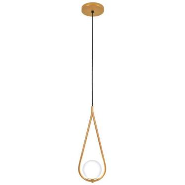 Imagem de Kit 2 Luminárias Pendente Gota Globo Vidro Quarto Dourado - Singleligh