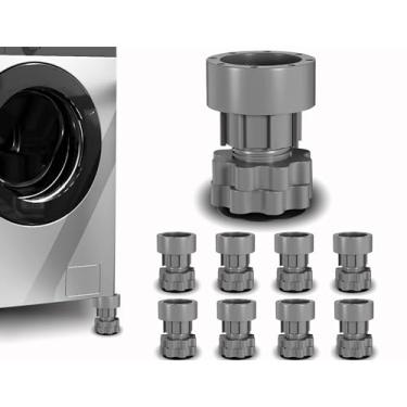 Imagem de YZDTECH 8Pcs Almofadas Antivibração Para Suporte De Máquina De Lavar, Almofada De Cancelamento De Ruído E Choque De Secadora Ajustável Em Altura, Almofada De Proteção Para Pés De Lavadora Antiderrapa