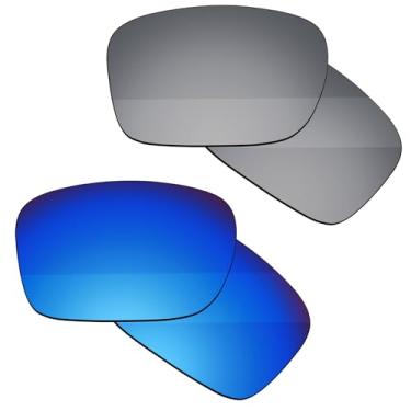 Imagem de Boldbright Lentes de substituição compatíveis com óculos de sol Oakley TwoFace OO9189 - Titânio + Azul espelhado revestido
