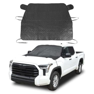 Imagem de Fgtagtal Capa de neve de para-brisa adequada para Toyota Tundra 2022-2024, capa de para-brisa frontal para gelo e neve, cobertura de gelo de para-brisa extra grossa automotiva (preto)