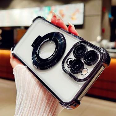 Imagem de Capa transparente com suporte magnético de luxo com glitter para Xiaomi Mi 13T 13 14 Ultra 12T Poco X6 Pro F6, capa macia, preta, para MI 13T Pro