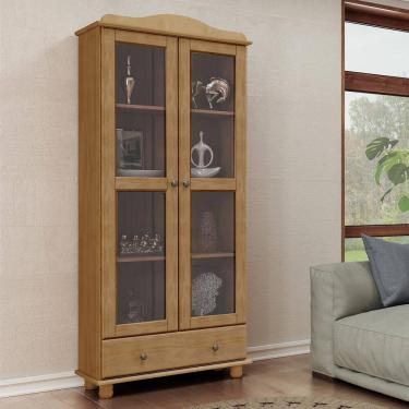 Imagem de Armário 2 Portas de Vidro 1 Gaveta Rubi Freijó Madeira Pinus - Finestra