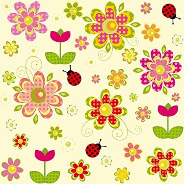 Imagem de Papel De Parede 10m Flor Joaninha Colorido Autocolante