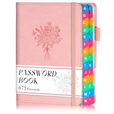 Imagem de hi!SCI Livro de guarda de senhas com abas alfabéticas coloridas, diário de registro de senha de bolso pequeno para idosos, organizador de endereços de site da Internet de 12 x 15,7 cm, armazena 675