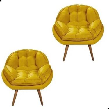 Imagem de Kit 2 Poltrona California Para Sala Veludo Amamentação Papai - Fina Mo