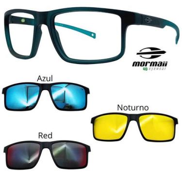 Imagem de Oculos Mormaii Swap 5 6127 K04 Verde Fosco Com 3 Clipons, Azul, Red, N
