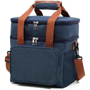 Imagem de Bolsa Térmica Premium Grande Espaçosa Dois Compartimentos Lancheira para Marmita, Passeio, Escola, Faculdade, Trabalho Bolsa Para Marmita (Azul, 27,5x25 cm)