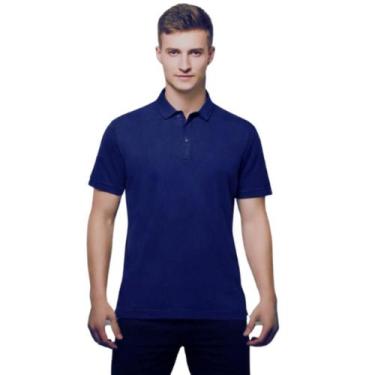 Imagem de Camisa Masculina Gola Polo Piquet Poliéster - Genérico, Azul marinho, 