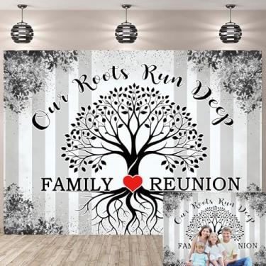 Imagem de Pano de fundo para decoração de reunião de família, folhas de árvore genealógica, nossas raízes são profundas, nosso amor, correm profundamente, fundo fotográfico, bem-vindos, membros da família