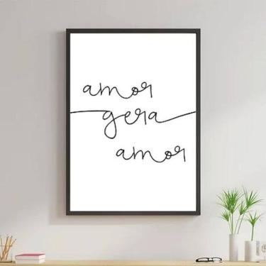 Imagem de Quadro Minimalista Amor Gera Amor 60X40Cm - Madeira Preta