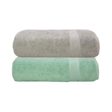 Imagem de Kit Jogo Toalhas De Banho, 2 Pe�as, �cone - Camesa, 100% Algod�o Premium, 70x140cm, Alta Absor��o, Toque Extra Macio Luxo, 500 g/m� - ALTIHAUS (Bege/Piscina)