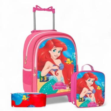 Imagem de Kit Mochila Rodinha Menina Juvenil + Estojo + Lancheira Térmica Infant