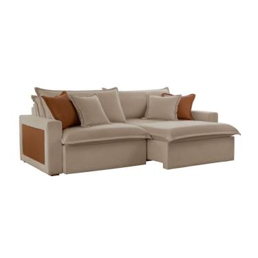 Imagem de Sofá 3 Lugares Retrátil e Reclinável Dubai Veludo Marrom 190 cm