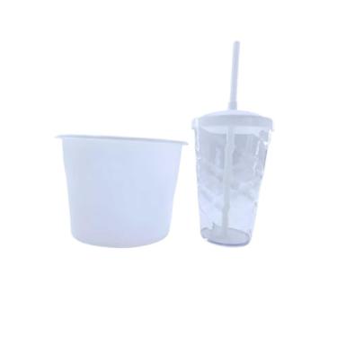Imagem de 34 Kits Cineminha Balde 1,5 Litros +copo Twister 500ml (transparente com TAMPA Branco)