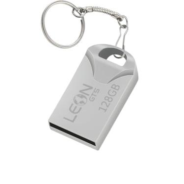 Imagem de Pendrive 128GB USB 2.0 Metálico - Compacto Portátil Armazenamento Seguro Alta Velocidade Transferência de Dados Plug Play para PC Notebook Rápida Leve Resistente Prateado Chaveiro Sem Tampa (128, GB)