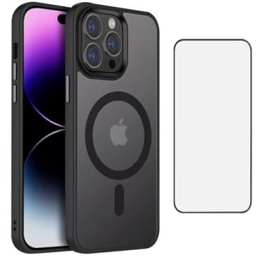 Imagem de Capa Magnética Translúcida para Todos iPhone 16, Capinha Compatível com MagSafe, Resistente a Impactos + Película 5D 9D, Tela Inteira (Preto, iPhone 16 Plus)