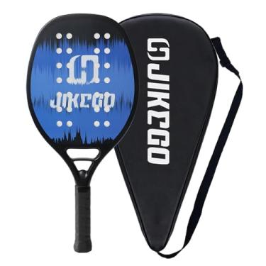 Imagem de Raquete De Tênis De Praia De Fibra De Carbono, Pá De Superfície Matte/Lustrosa, Raquete Profissional Original, 19mm De Espessura (JKB001-Azul)