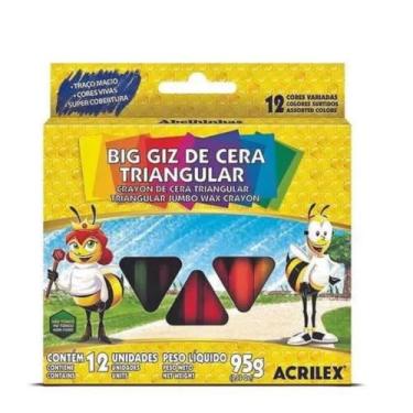 Imagem de Big Giz Triangular com 12 Cores, Acrilex, 093120000, Multicor