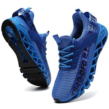 Imagem de FRSHANIAH Tênis Masculino Casual Esportivo Corrida Atlético Caminhada Moda Academia Corredor Azul Claro Tamanho 9