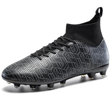 Imagem de XGHRIAN Chuteiras De Futebol Masculinas De Cano Alto Ag Para Treino Ao Ar Livre, Chuteiras Profissionais Para Jovens, Pretas, Tamanho 11, Eua, Masculinas