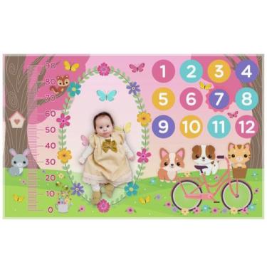 Imagem de Cenario Mesversario Tapete Unissex Menino e Menina Painel de Fotos Com