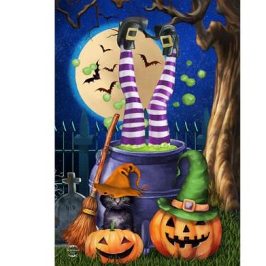 Imagem de Briarwood Lane Bandeira de casa de Halloween 40 x 28 para bruxa ao ar livre para bandeira de casa de Halloween
