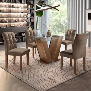 Imagem de Mesa de Jantar 4 Lugares Classic/Vitória com Vidro Chocolate/Animale M