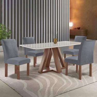 Imagem de Mesa de Jantar 4 Lugares Kyra/Canela com Vidro Chocolate/Off White/Sue