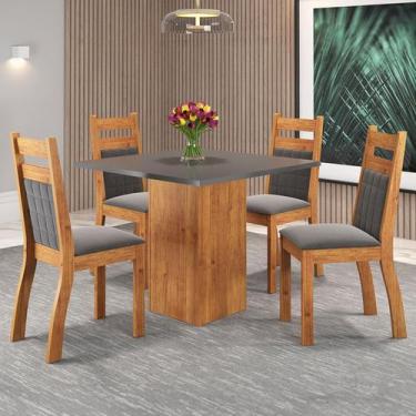 Imagem de Mesa de Jantar 4 Lugares Vinhedo Mel/Cinza/Grafite - Viero Móveis, Cin