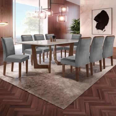 Imagem de Mesa de Jantar 8 Lugares Nápoles/Luísa com Vidro Chocolate/Off White/C