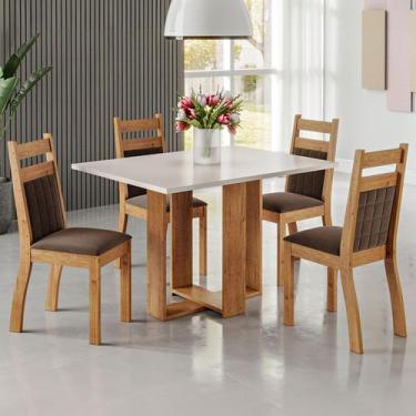 Imagem de Mesa de Jantar 4 Lugares Blend Mel/Blonde/Bombom - Viero Móveis, Marro