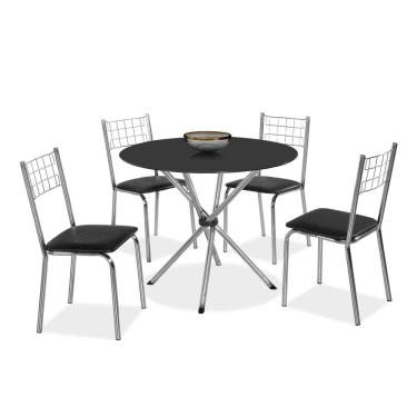 Imagem de Jogo De Mesa Aço Nobre Laura Redonda 90x90cm com 4 Cadeiras