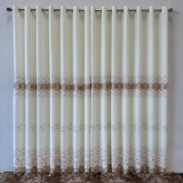 Imagem de Cortina De Linho Bordado Guipir Com Forro Microfibra Forrada 4,00x2,30