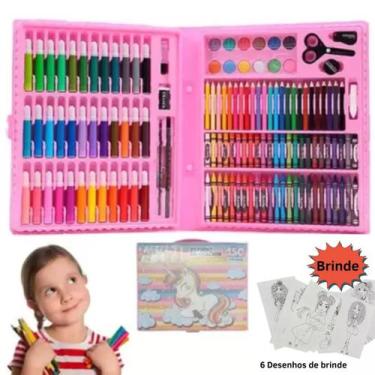Imagem de Kit Material Completo Barato Volta Aulas Rosa Escola Entrega Rápida - 