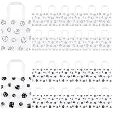 Imagem de Sweetude 24 peças de sacos de presente esportivos não tecidos para lanches e doces para decorações de festa esportiva, suprimentos de festa, 19 x 19 cm (vôlei)