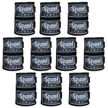 Imagem de Kit 10 Pares Bandagem Elástica Boxe 3Metros - Preto/ul - Spank