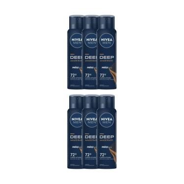 Imagem de Kit 6 Desodorante Nivea Men Deep Amadeirado Aerosol Antitranspirante 48h 150ml