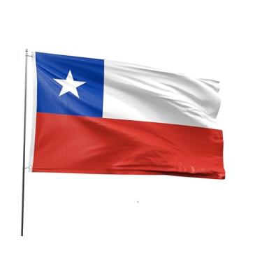Imagem de Bandeira do Chile 1,2 x 1,8 m Bandeira nacional chilena impressa em poliéster da América Latina com 2 ilhós para festival temático chileno evento desfile festa herança decoração do mês hispânico