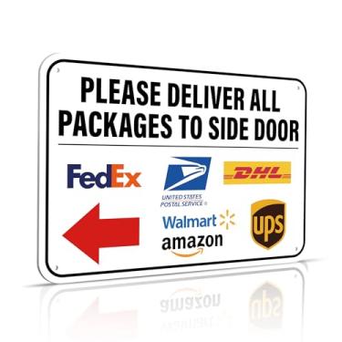 Imagem de Envie todos os pacotes para placa de porta traseira 11,7 x 20 cm Instruções de entrega para meus pacotes pedidos da Amazon, UPS, FedEx, USPS, UPS