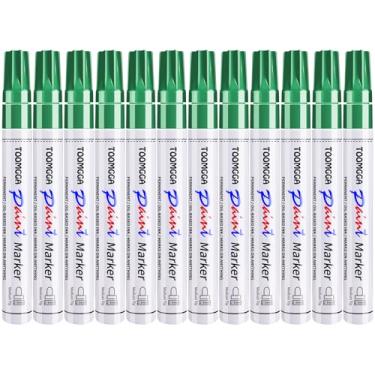 Imagem de Canetas de tinta permanentes verdes – pacote com 12 marcadores à base de óleo, caneta de secagem rápida e à prova d'água, pneu de carro, metal, pintura rupestre, madeira, tecido, plástico, tela,